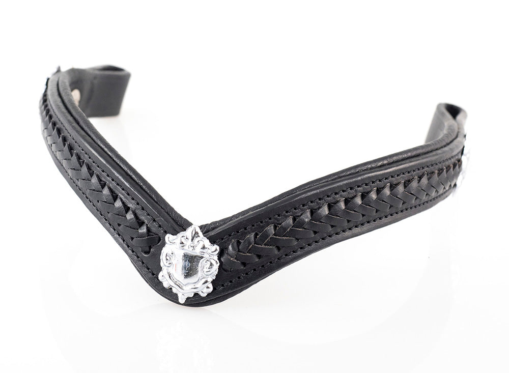 Plaited with Shields V Gel Browband - Black