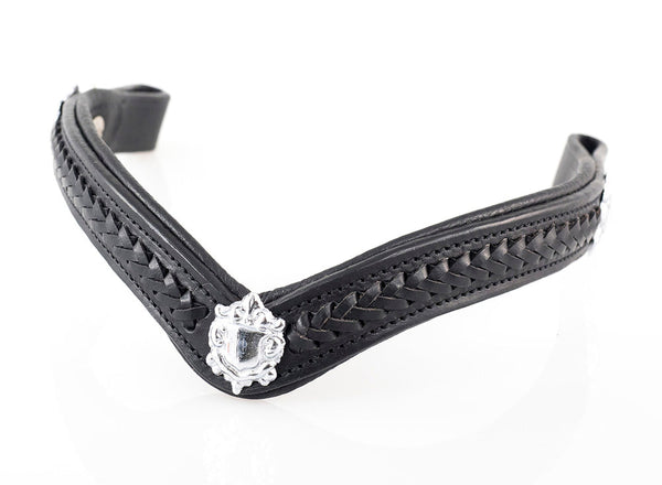 Plaited with Shields V Gel Browband - Black