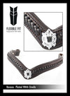 PLAITED WITH SHIELDS V SHAPE - HAVANA BROWBAND - Flexible Fit Equestrian LLC