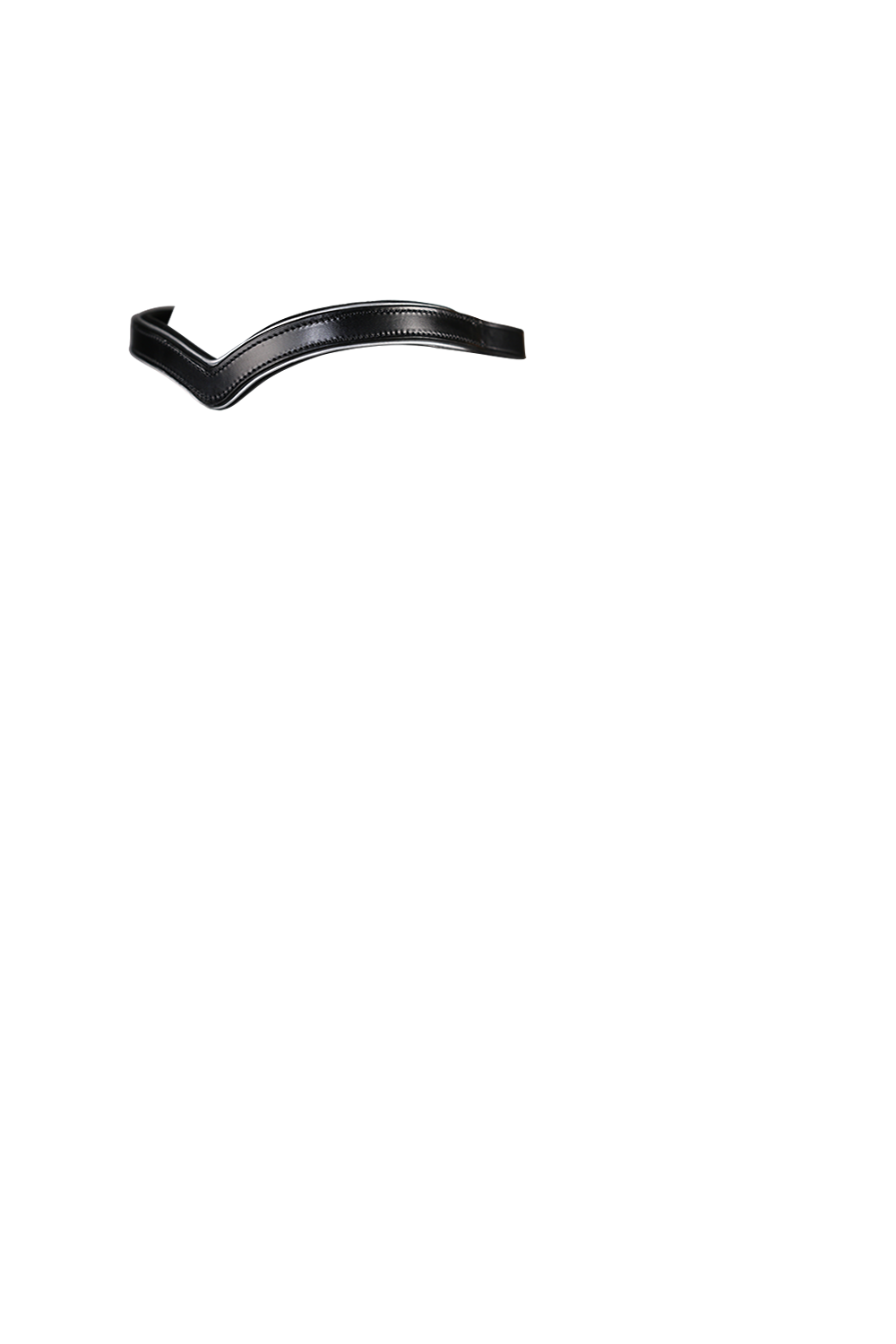 Flat Plain with Silver Piping V Gel Browband - Black