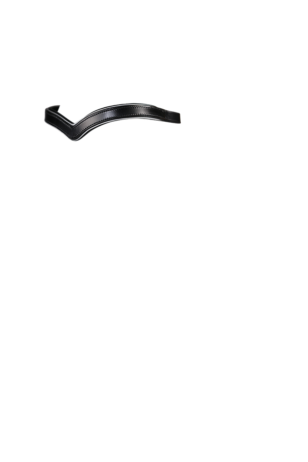 Flat Plain with Silver Piping V Gel Browband - Black