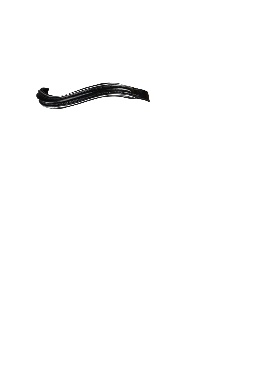 Raised Plain with Silver Pipe Wave Gel Browband - Black