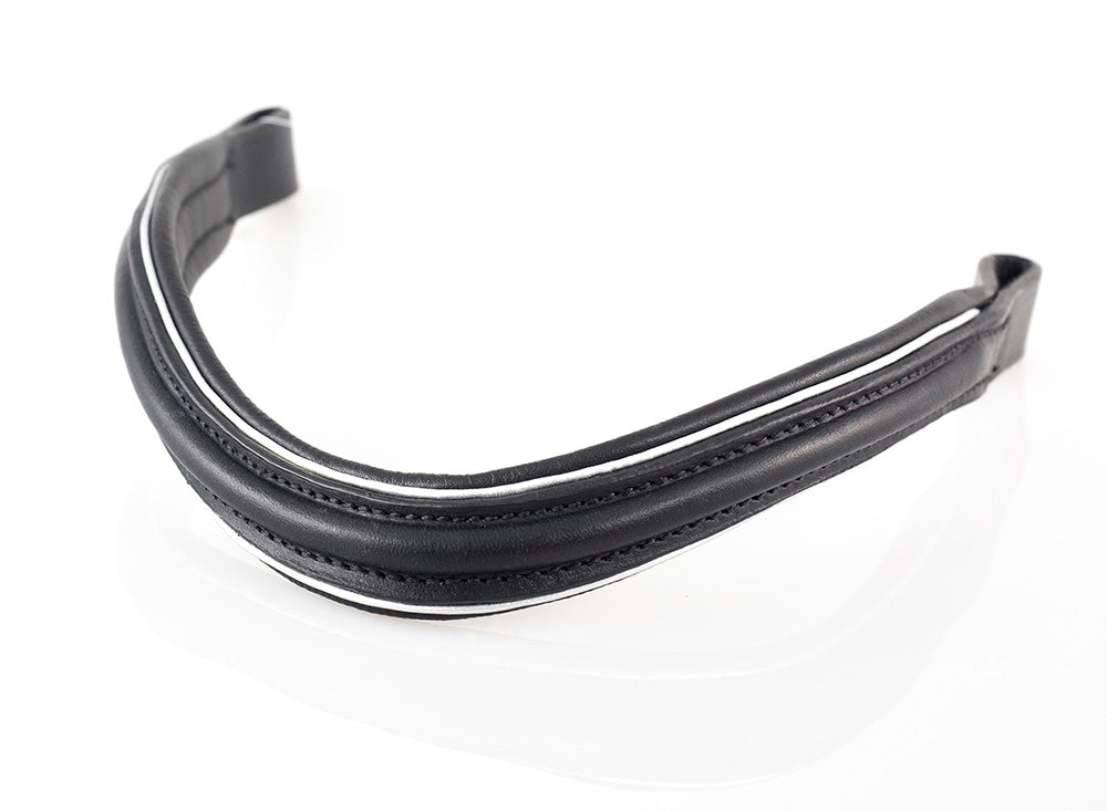 Raised Plain with Silver Pipe Wave Gel Browband - Black