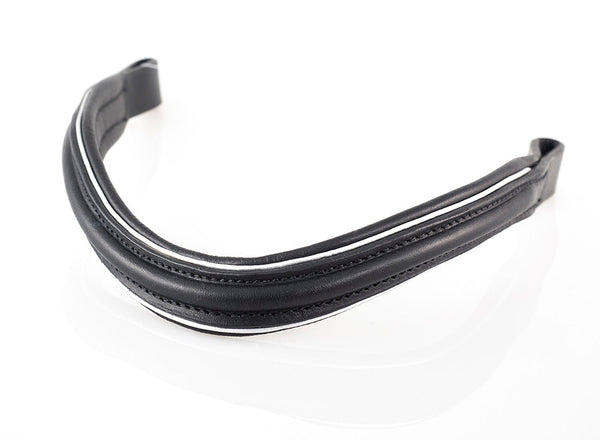 Raised Plain with Silver Pipe Wave Gel Browband - Black