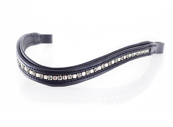 Grey Crystal and Mini Clincher Wave Gel Browband - Black