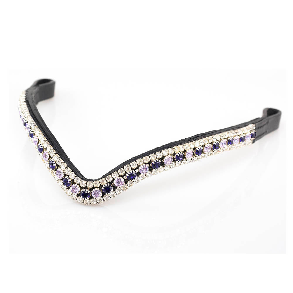 Purple and Lilac Thin Crystal V Browband - Black