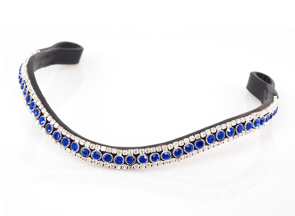 Zephyr Blue Crystal Thin Wave Browband - Black