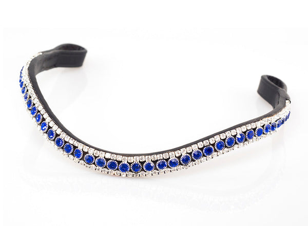 Zephyr Blue Crystal Thin Wave Browband - Black