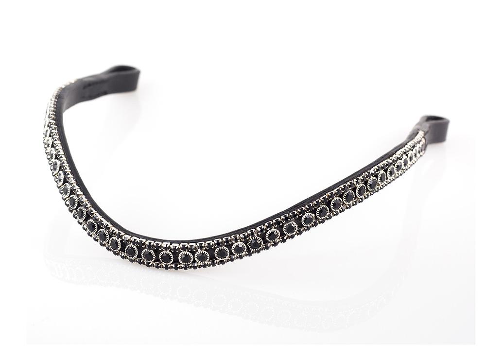 BLACK THIN CRYSTAL WAVE - BLACK BROWBAND - Flexible Fit Equestrian LLC