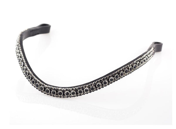 BLACK THIN CRYSTAL WAVE - BLACK BROWBAND - Flexible Fit Equestrian LLC