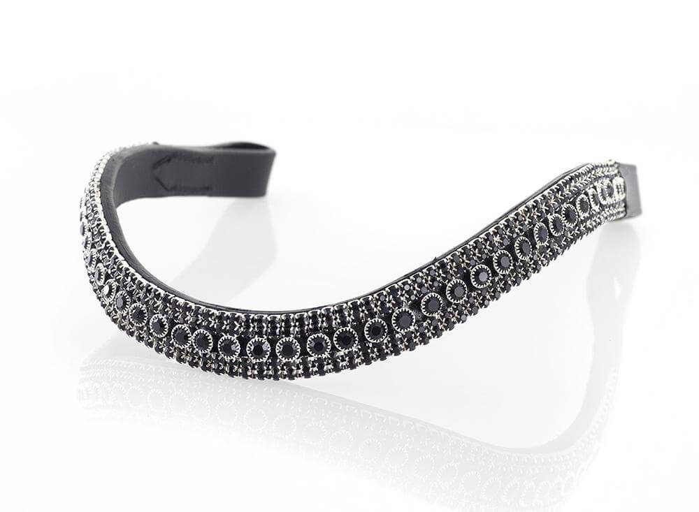 BLACK CRYSTAL PRINCESS WAVE - BLACK BROWBAND - Flexible Fit Equestrian LLC