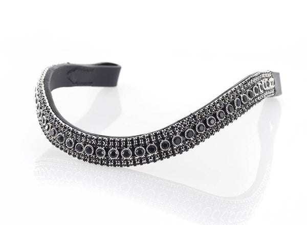 BLACK CRYSTAL PRINCESS WAVE - BLACK BROWBAND - Flexible Fit Equestrian LLC