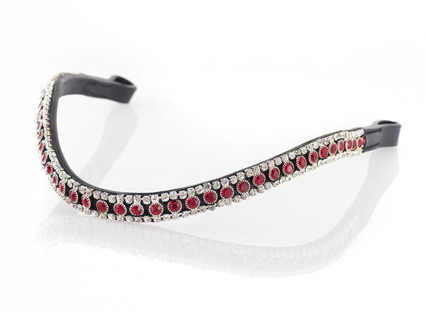 RED AND CLEAR THIN CRYSTAL WAVE - BLACK BROWBAND - Flexible Fit Equestrian LLC