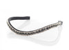 Main Grey and Clear Crystal Thin Wave Browband - Black