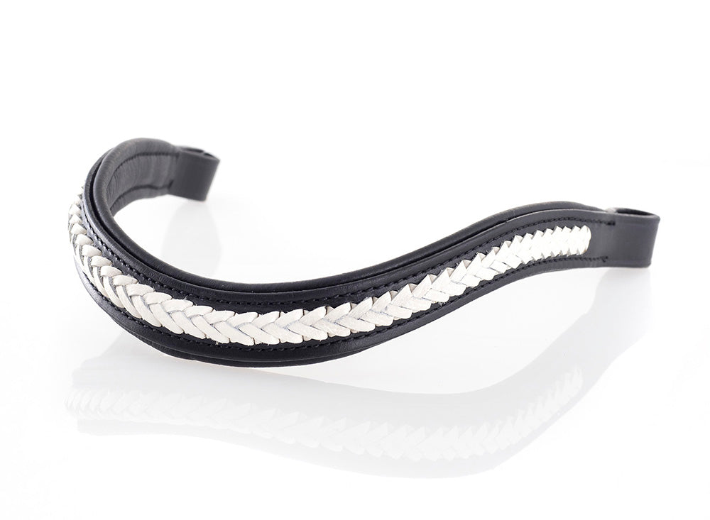 White Braided Wave Gel Browband - Black