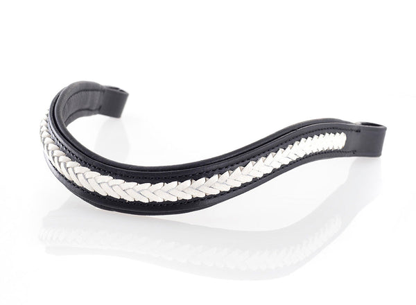White Braided Wave Gel Browband - Black
