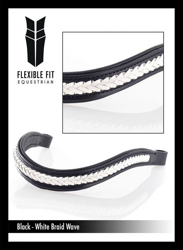 White Braided Wave Gel Browband - Black