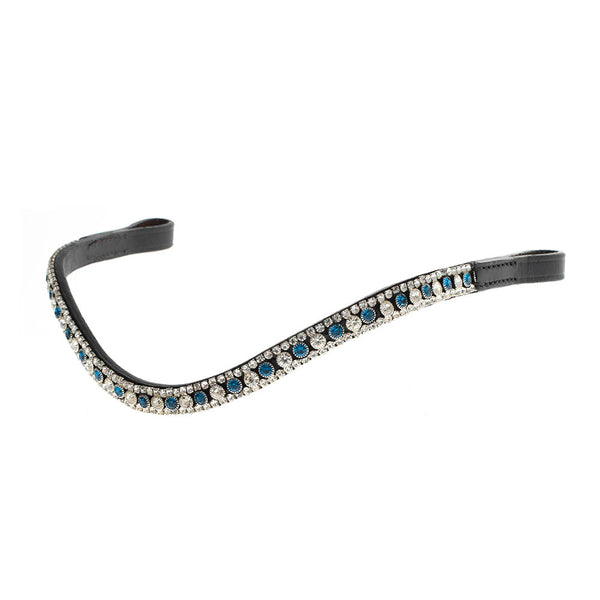 Turquoise and Clear Crystal Thin Wave Browband - Black