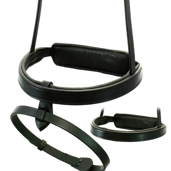 Black cavesson converter noseband with removable flash and tab