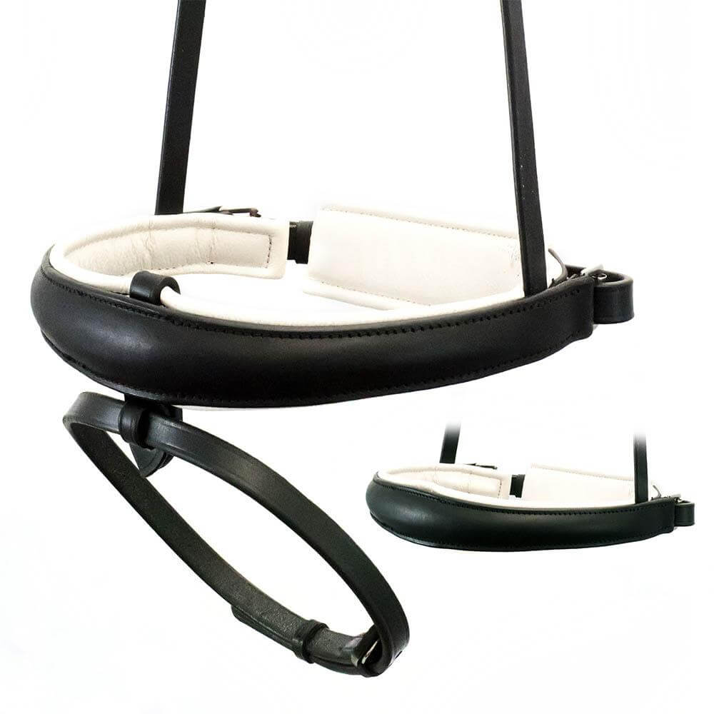 ANATOMICAL RAISED PLAIN WHITE PADDED CONVERTER CRANK - BLACK NOSEBAND - Flexible Fit Equestrian LLC