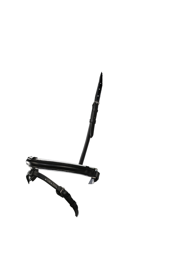 Straight Raised Plain White Padded Converter Crank - Black Gel Noseband