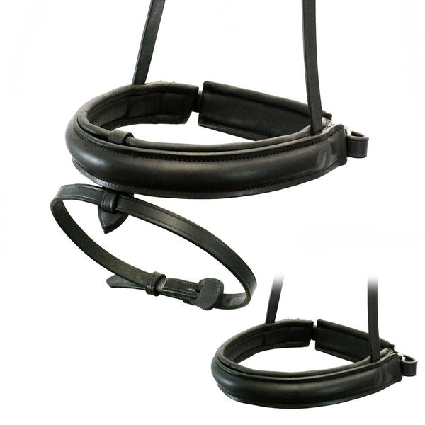 EXTRA WIDE STRAIGHT RAISED PLAIN CONVERTER CRANK - BLACK NOSEBAND - Flexible Fit Equestrian LLC