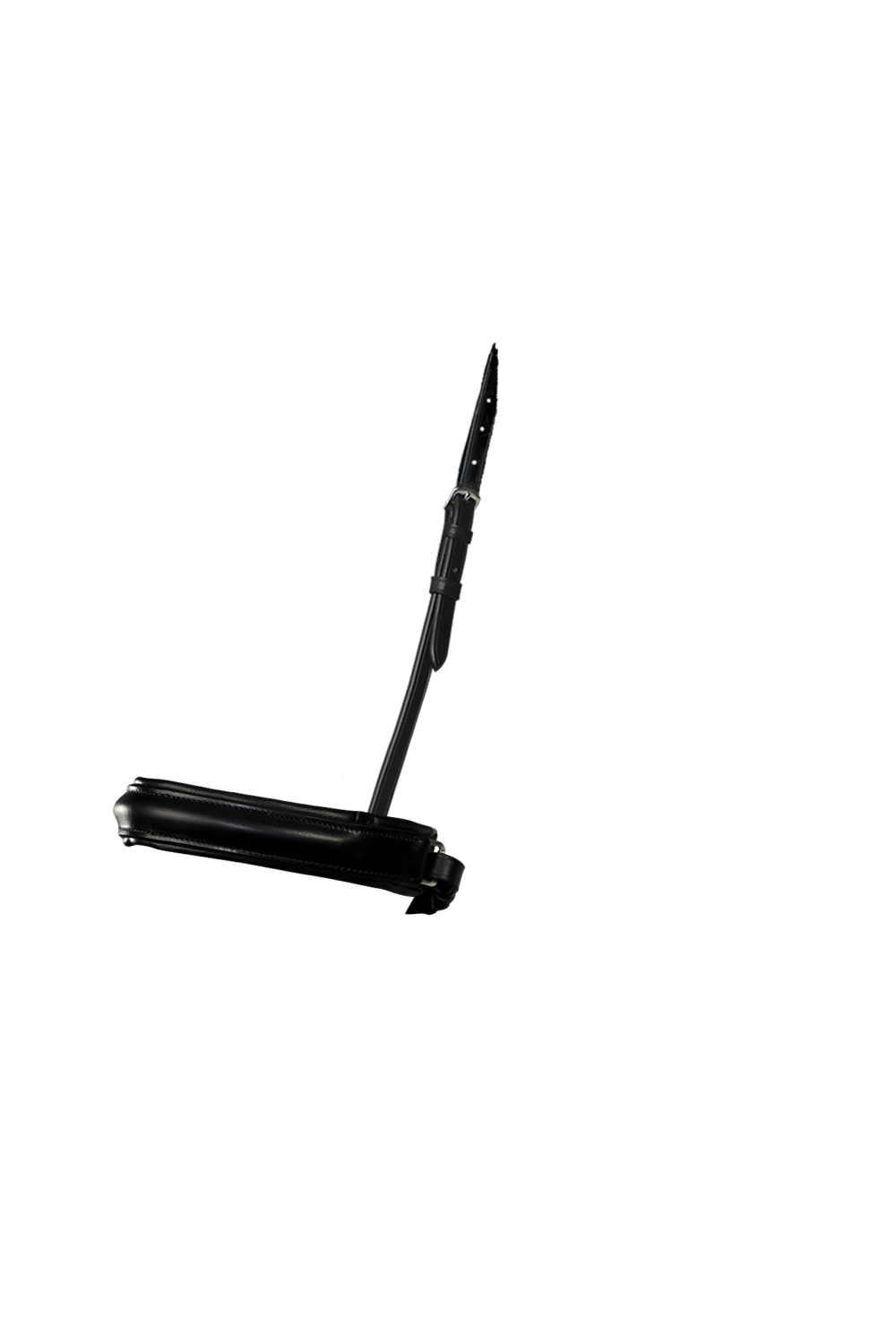 Extra Wide Straight Raised Plain Converter Crank - Black Gel Noseband