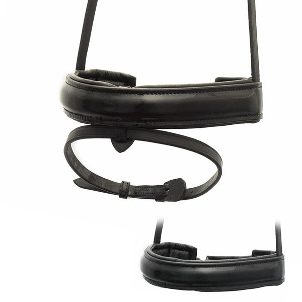 EXTRA WIDE STRAIGHT RAISED PATENT CONVERTER CRANK - BLACK NOSEBAND - Flexible Fit Equestrian LLC