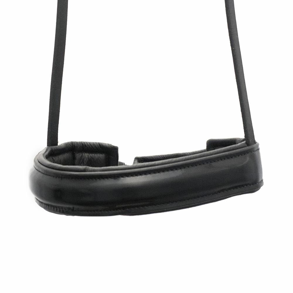 Extra Wide Straight Raised Patent Converter Crank - Black Gel Noseband