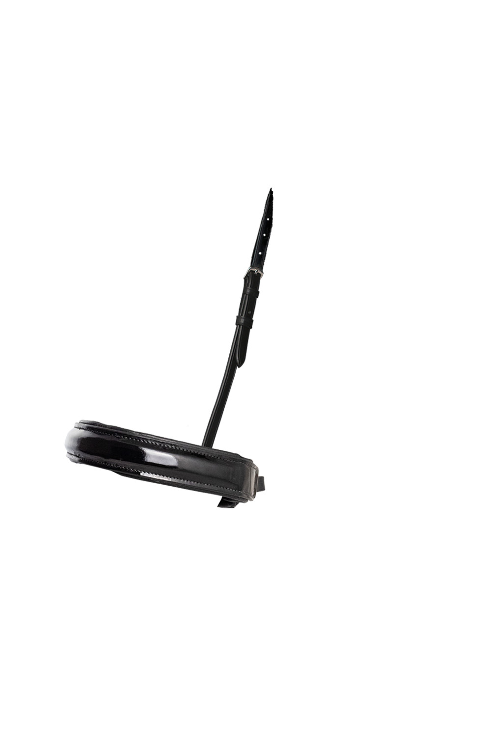 Extra Wide Straight Raised Patent Converter Crank - Black Gel Noseband