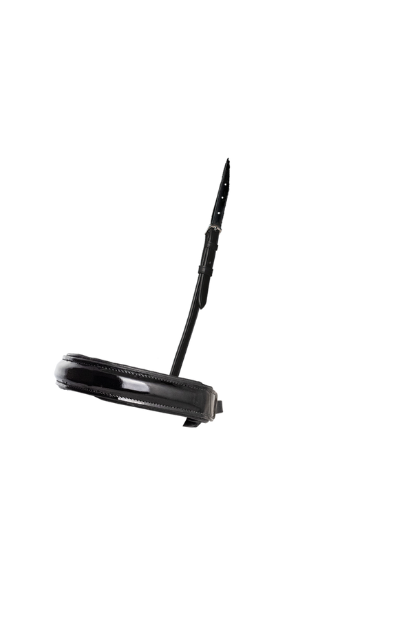 Extra Wide Straight Raised Patent Converter Crank - Black Gel Noseband