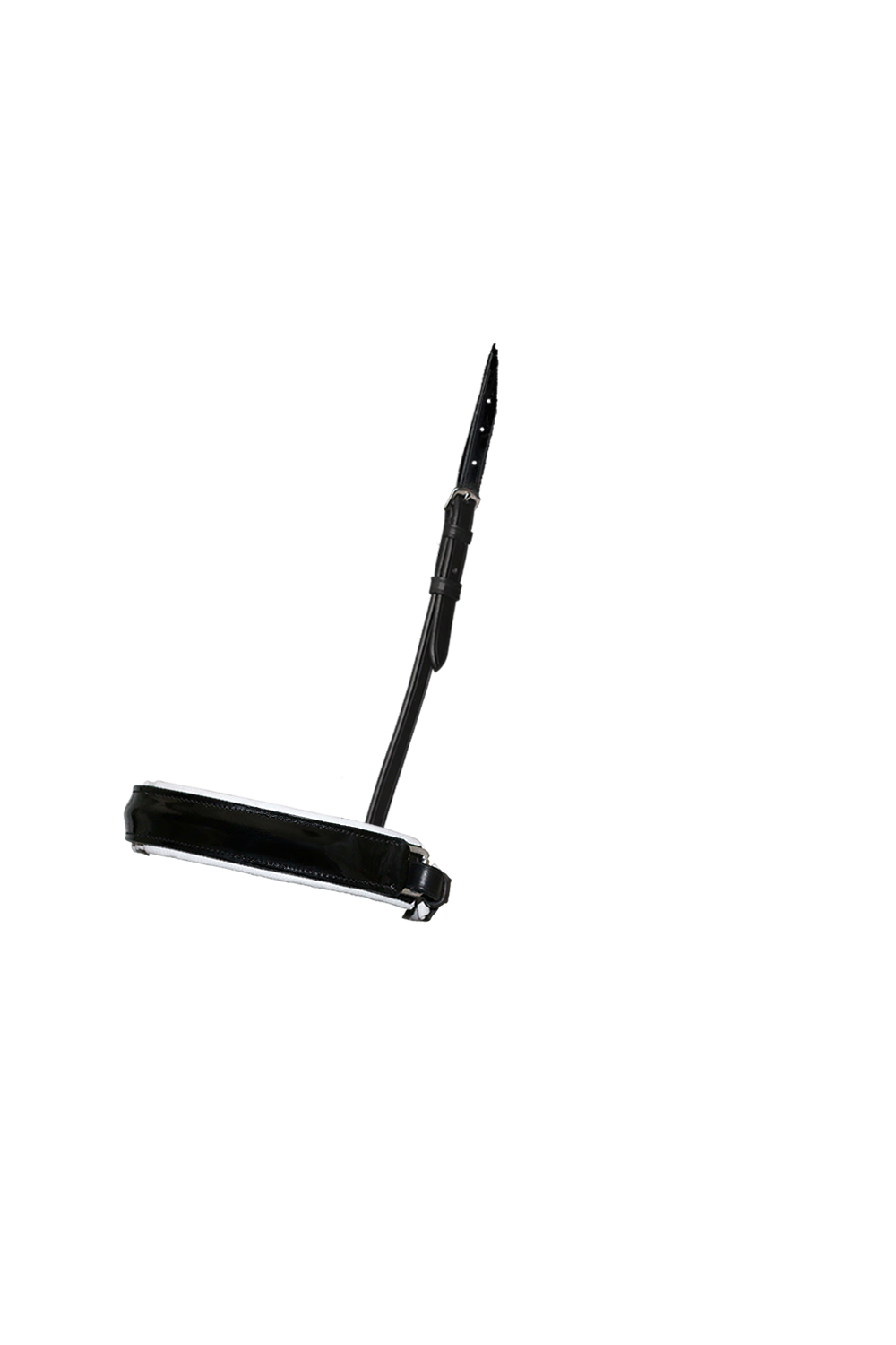 Extra Wide Straight Raised Patent White Padded Converter Crank - Black Gel Noseband