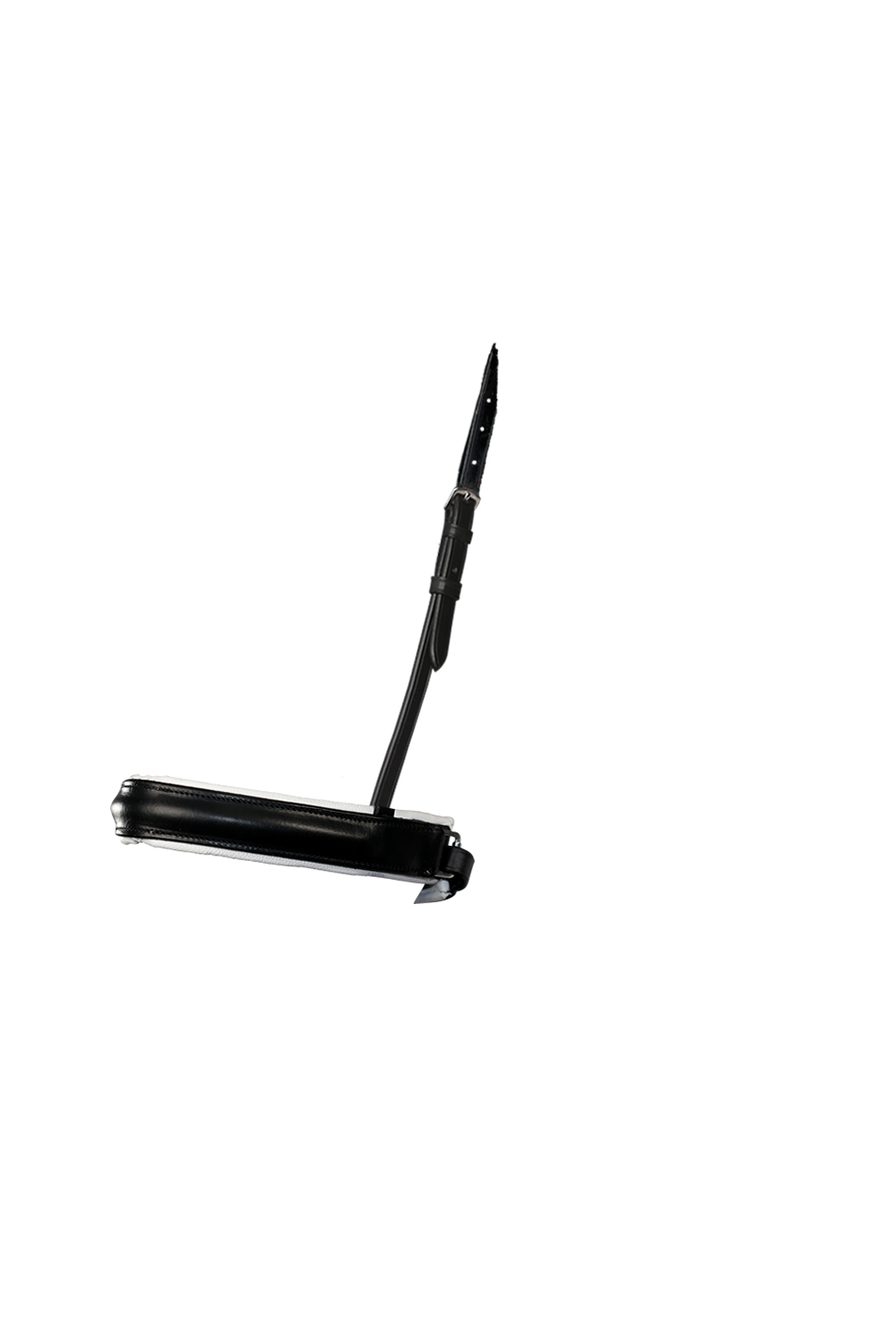 Extra Wide Straight Raised Plain White Padded Converter Crank - Black Gel Noseband