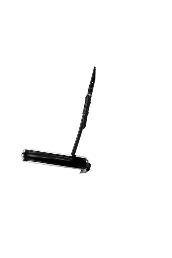 Extra Wide Straight Raised Plain White Padded Converter Crank - Black Gel Noseband