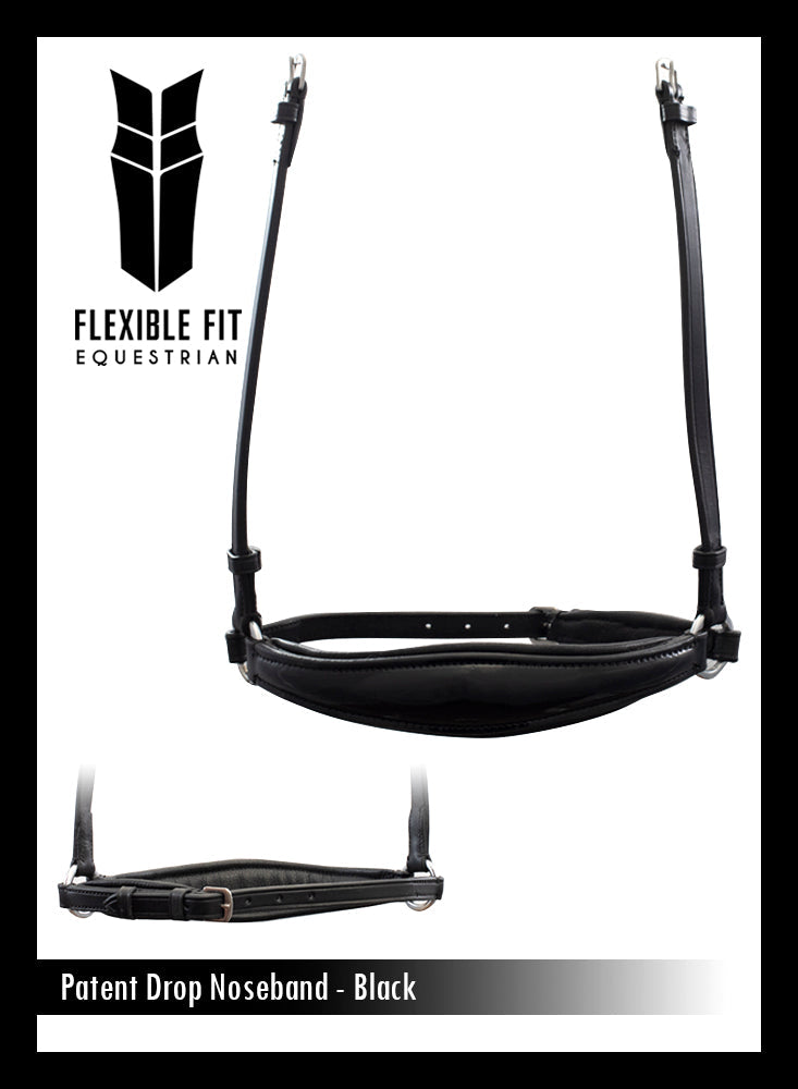 Raised Patent Drop - Black Gel Noseband