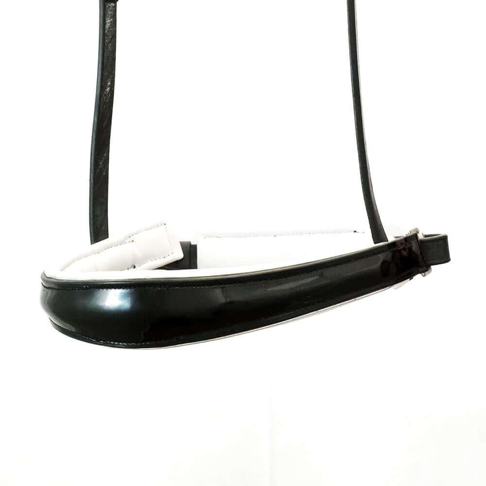 Anatomical Raised Patent White Padded Converter Crank - Black Gel Noseband