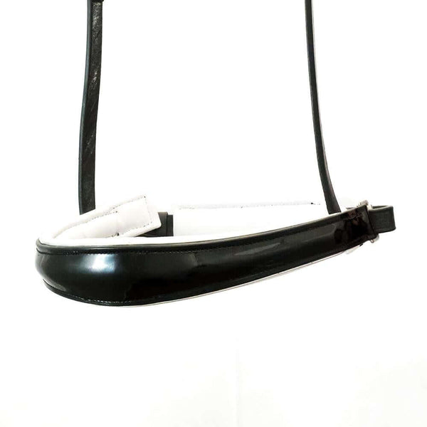 Anatomical Raised Patent White Padded Converter Crank - Black Gel Noseband