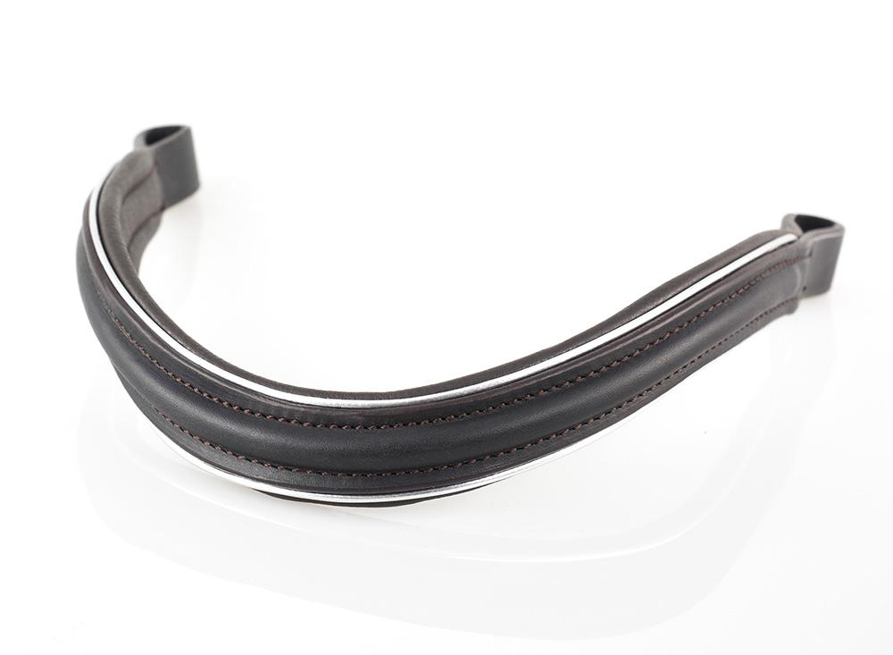 PLAIN RAISED WAVE SILVER PIPE - HAVANA BROWBAND - Flexible Fit Equestrian LLC