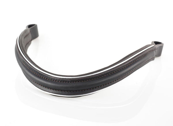 PLAIN RAISED WAVE SILVER PIPE - HAVANA BROWBAND - Flexible Fit Equestrian LLC