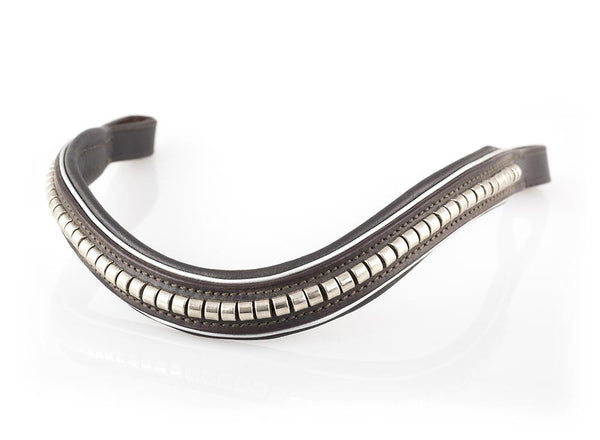 S/S CLINCHER WAVE SILVER PIPING - HAVANA BROWBAND - Flexible Fit Equestrian LLC