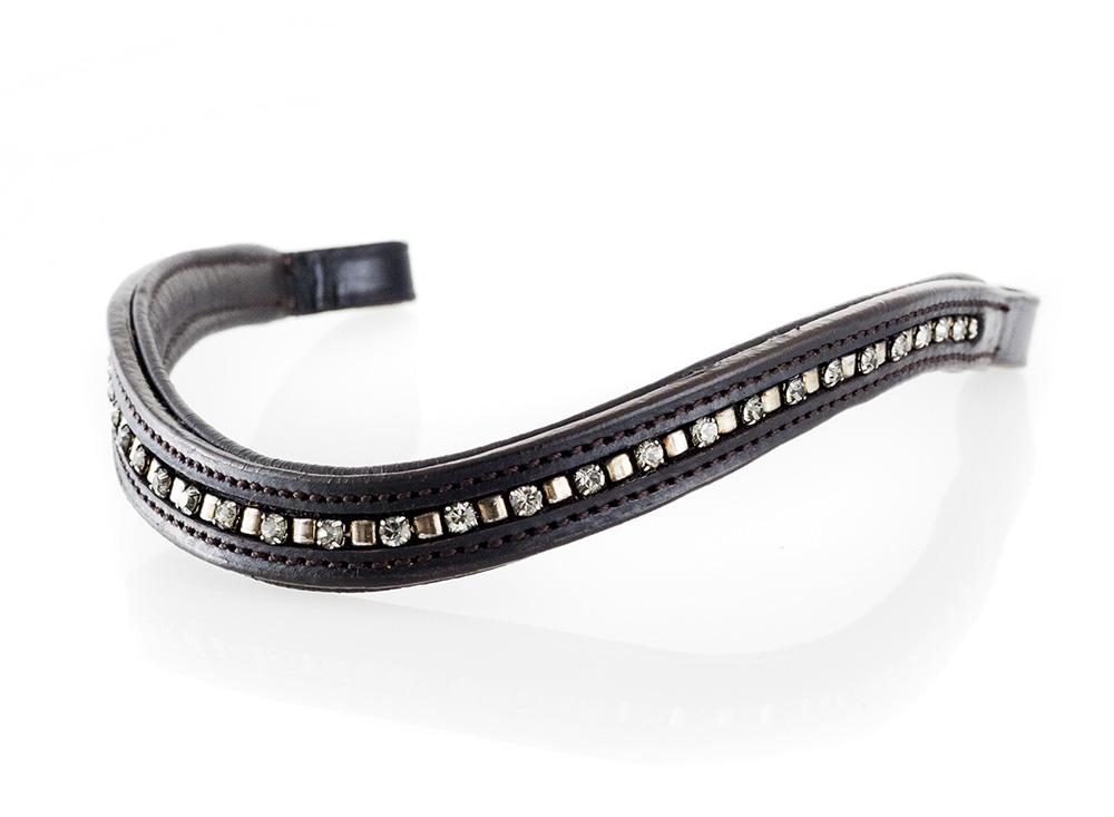 GREY CRYSTAL MINI CLINCHER WAVE - HAVANA BROWBAND - Flexible Fit Equestrian LLC
