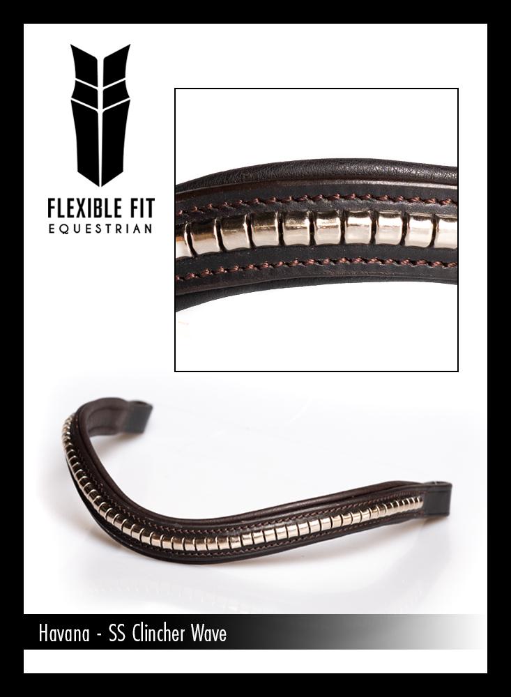 S/S CLINCHER WAVE - HAVANA BROWBAND - Flexible Fit Equestrian LLC