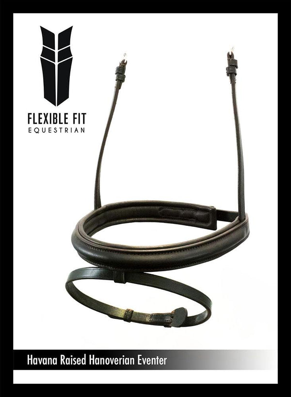 STRAIGHT RAISED PLAIN CAVESSON HANOVERIAN- HAVANA NOSEBAND - Flexible Fit Equestrian LLC