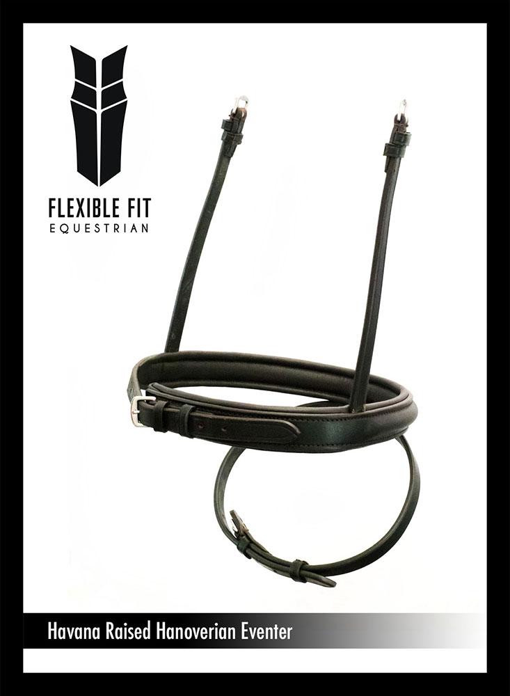 STRAIGHT RAISED PLAIN CAVESSON HANOVERIAN- HAVANA NOSEBAND - Flexible Fit Equestrian LLC