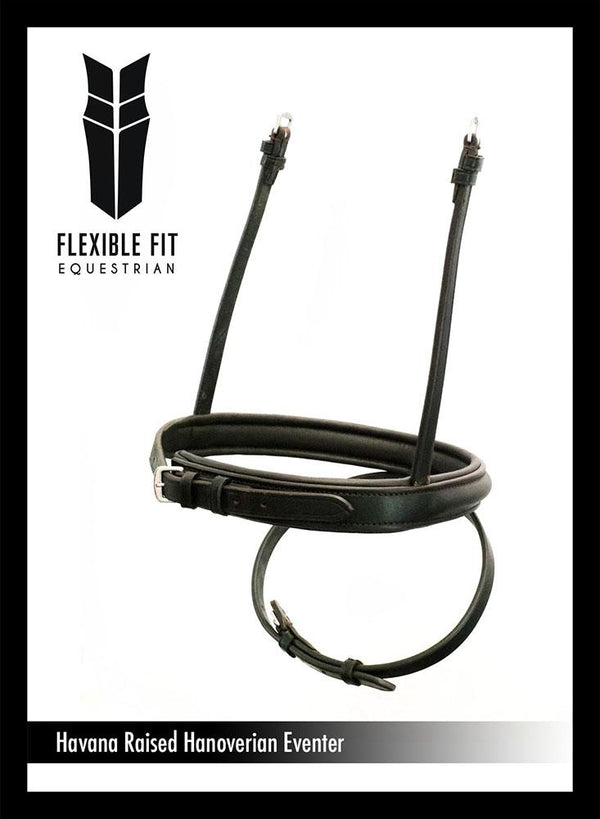 STRAIGHT RAISED PLAIN CAVESSON HANOVERIAN- HAVANA NOSEBAND - Flexible Fit Equestrian LLC