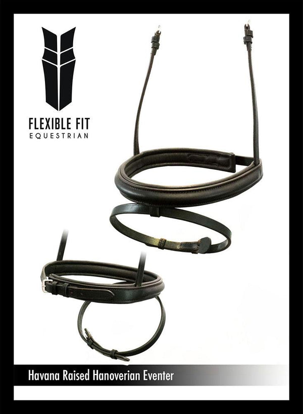 STRAIGHT RAISED PLAIN CAVESSON HANOVERIAN- HAVANA NOSEBAND - Flexible Fit Equestrian LLC