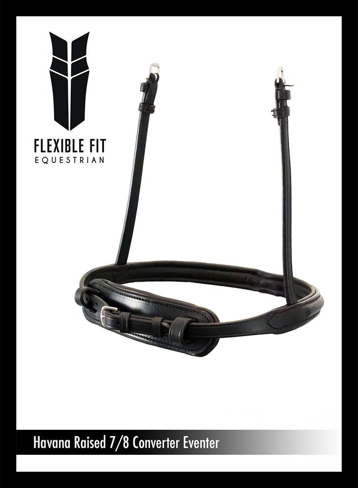 STRAIGHT PLAIN RAISED CAVESSON CONVERTER - HAVANA NOSEBAND - Flexible Fit Equestrian LLC