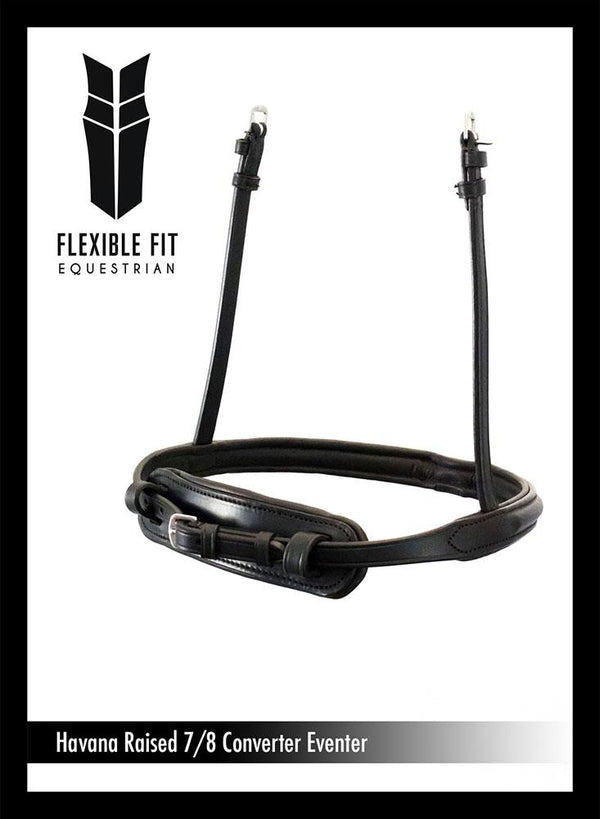 STRAIGHT PLAIN RAISED CAVESSON CONVERTER - HAVANA NOSEBAND - Flexible Fit Equestrian LLC