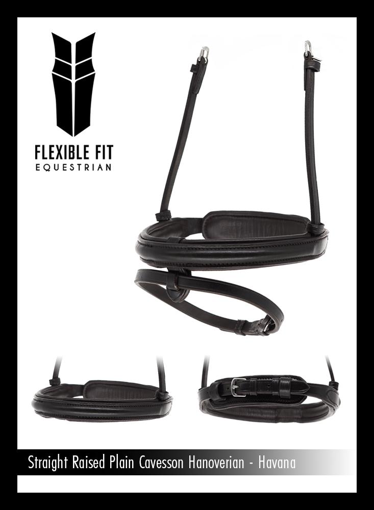 STRAIGHT PLAIN RAISED CAVESSON CONVERTER - HAVANA NOSEBAND - Flexible Fit Equestrian LLC