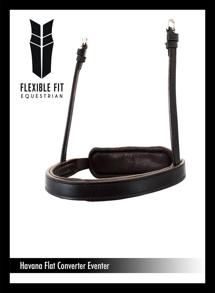 STRAIGHT FLAT PLAIN CAVESSON CONVERTER - HAVANA NOSEBAND - Flexible Fit Equestrian LLC